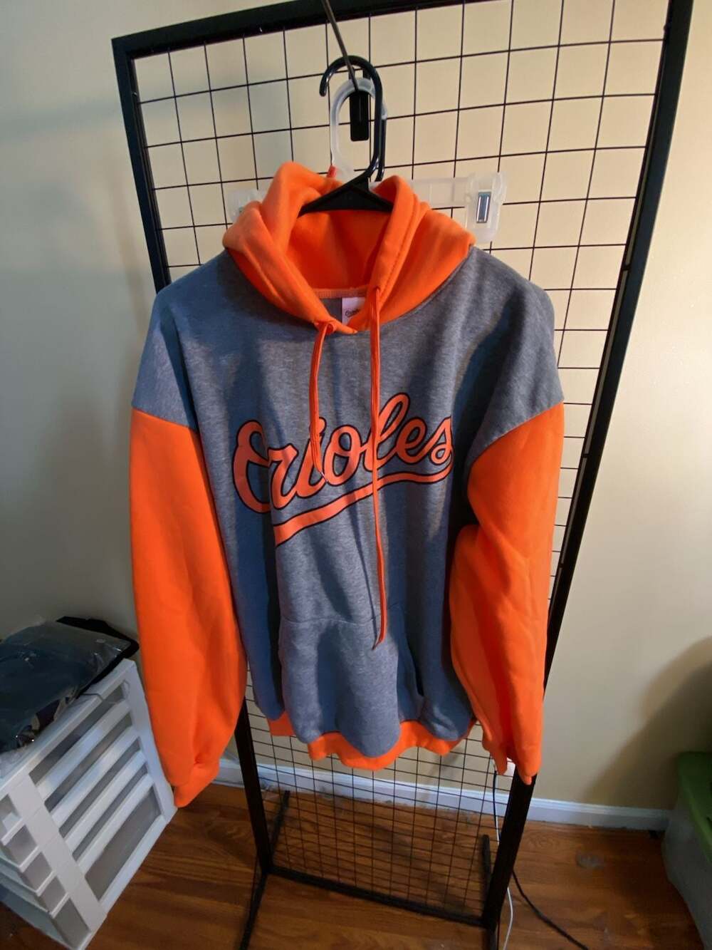 Baltimore Orioles Adult XL Gray and Orange Colorblock Fleece  Hoodie Sweatshirt